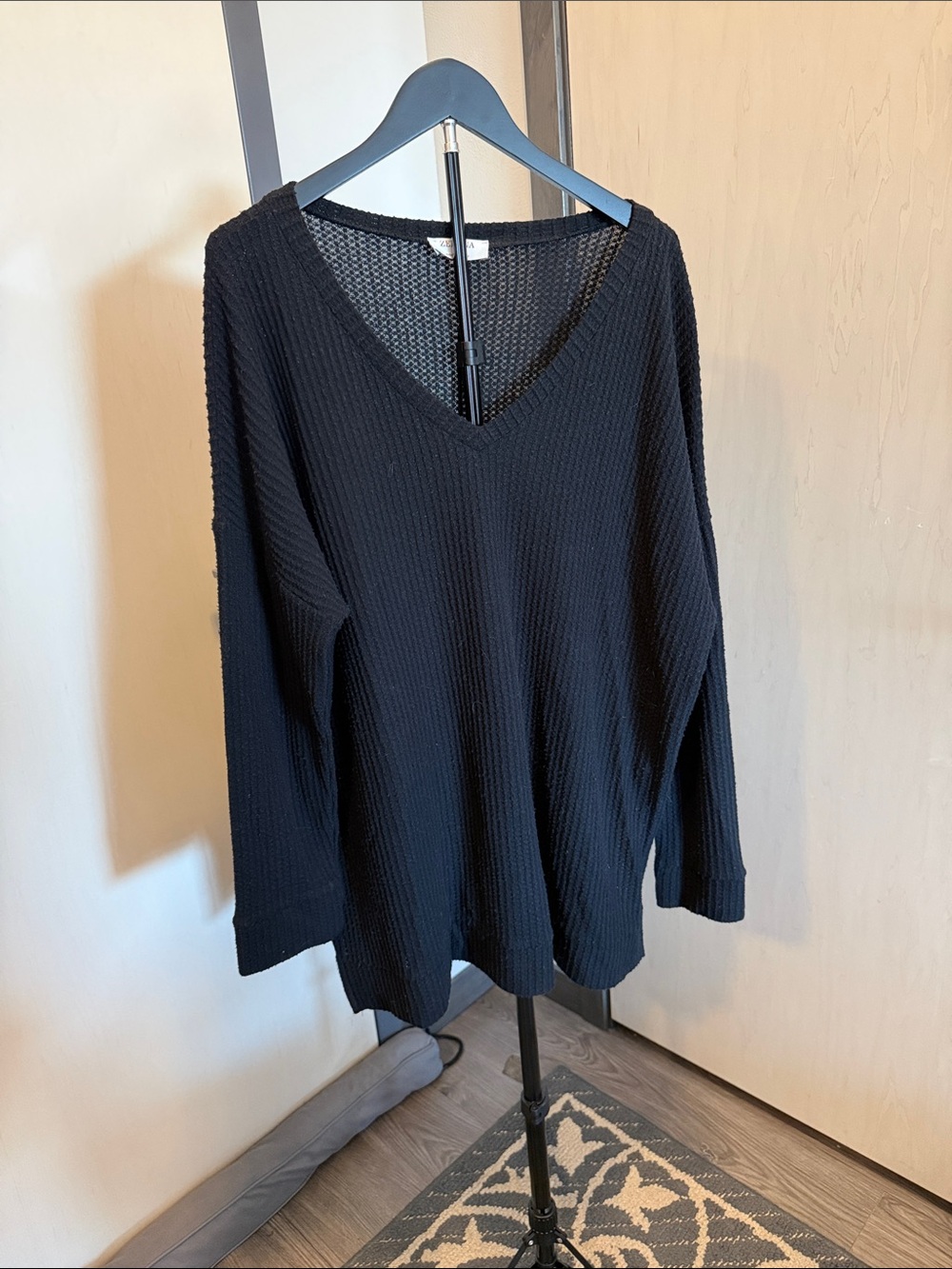 Zenana Outfitters Black Open-Weave Knit Top